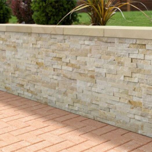 Marshalls Paving _ Quartzite 'Stoneface Drystack Veneer' Oyster-WALL CLADDING