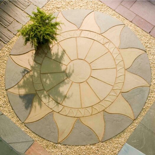 Bowland Stone _ Concrete 'Stratford' SUN - PAVING CIRCLE FEATURE KITS