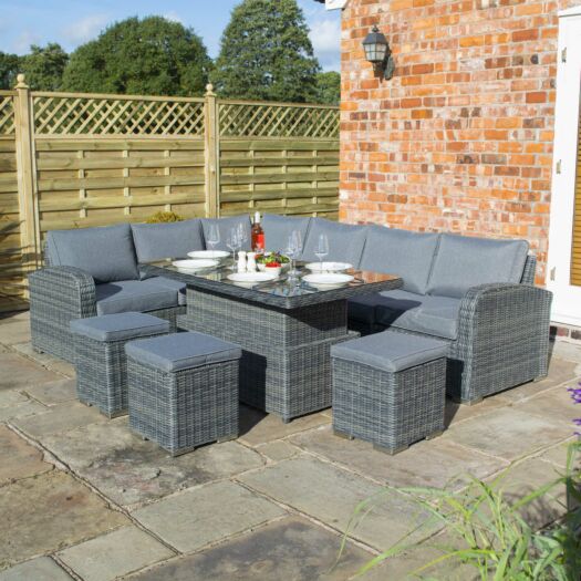 Rowlinson _ Thornbury Corner Dining Set Grey Weave