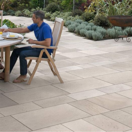 Marshalls Paving _ Sawn & Sandblasted Sandstone 'Towngate' Brown Multi - PAVING SLABS