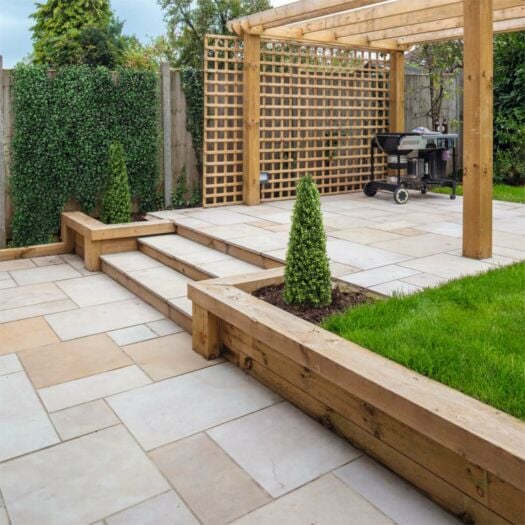 Marshalls Paving_Sawn & Sandblasted Sandstone 'Towngate' Buff Multi-PAVING SLABS