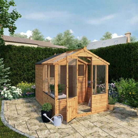 Mercia _ Traditional Shiplap Cladding, Apex Roof, Greenhouse Combi - Shed