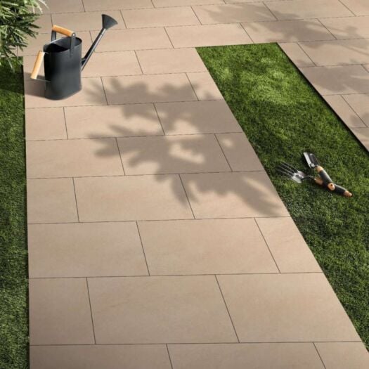 Paving Superstore _ Porcelain 'Primary Range' Hammer Stone Beige - PAVING SLABS