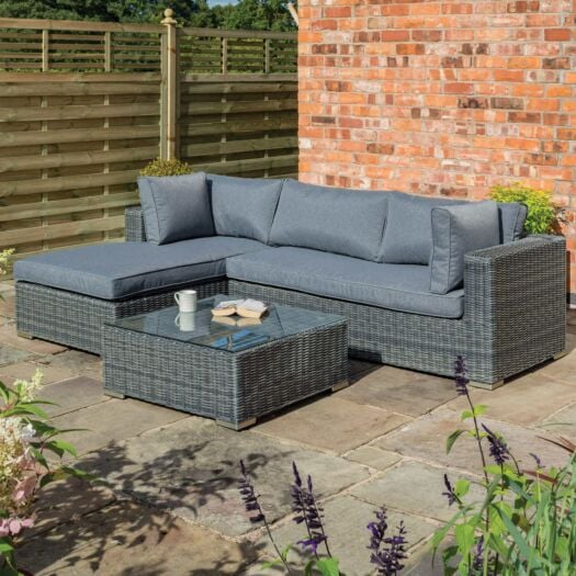 Rowlinson _ Vienna Lounger Set Grey Weave