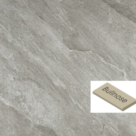 Talasey _ Porcelain 'Vitripiazza Anno' Grigio-BULLNOSE STEPS & COPING