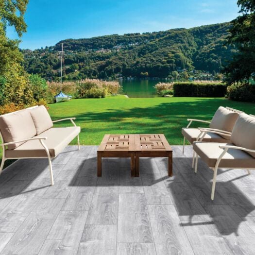 Talasey _ Porcelain 'Vitripiazza Plank' Grey Oak-PAVING SLABS