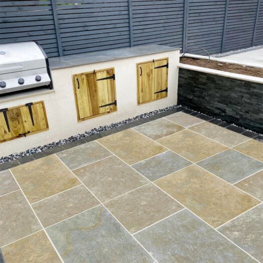 Paving Superstore _ Tumbled & Brushed Limestone 'Ideal Range' Yellow Limestone - PAVING SLABS