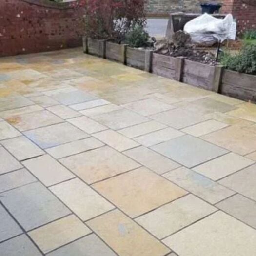 Paving Superstore _ Riven Limestone 'Element Sawn Edge Range' Yellow- PAVING SLABS