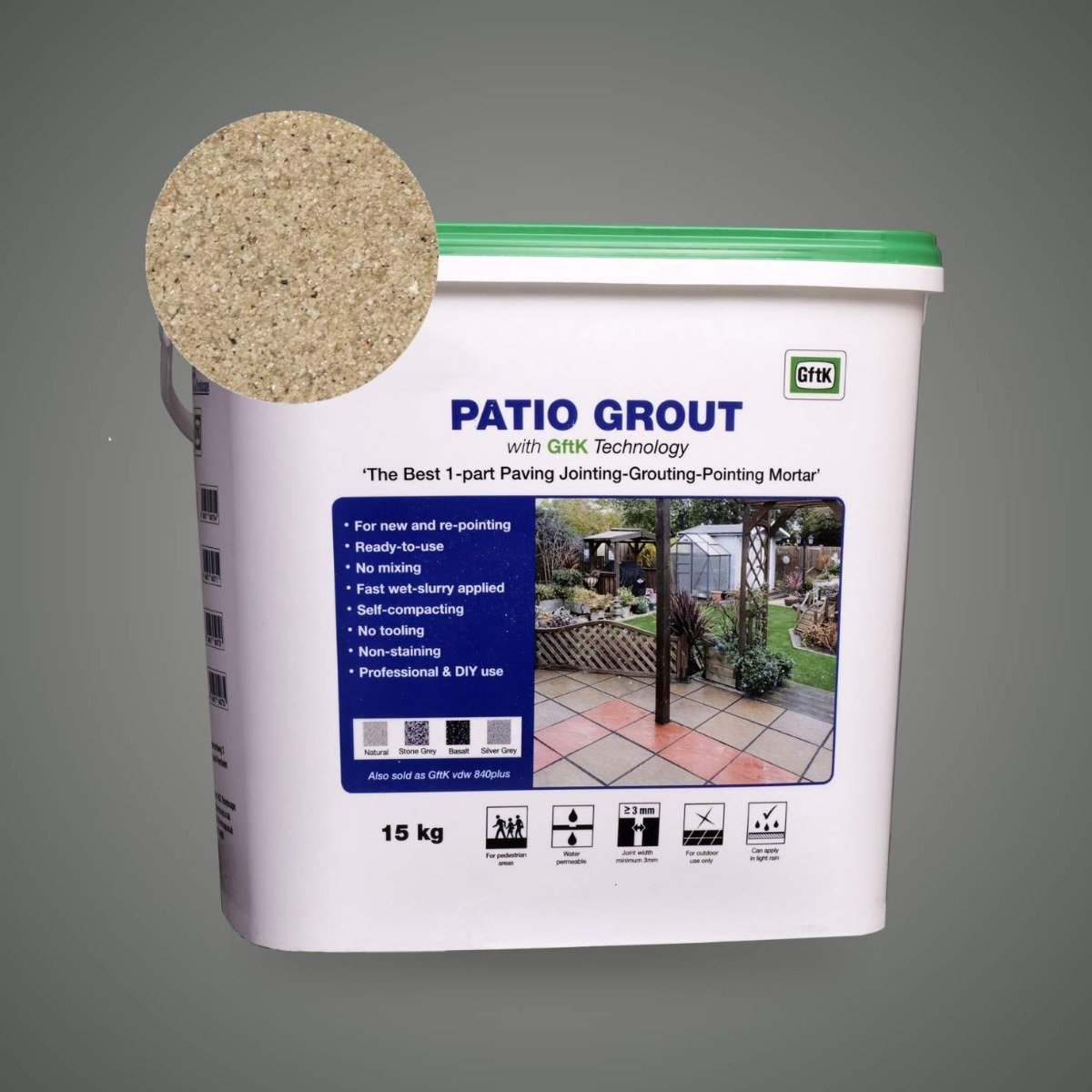 GftK _ Patio Grout, 15kg - Brush In, ideal for DIYers - Natural