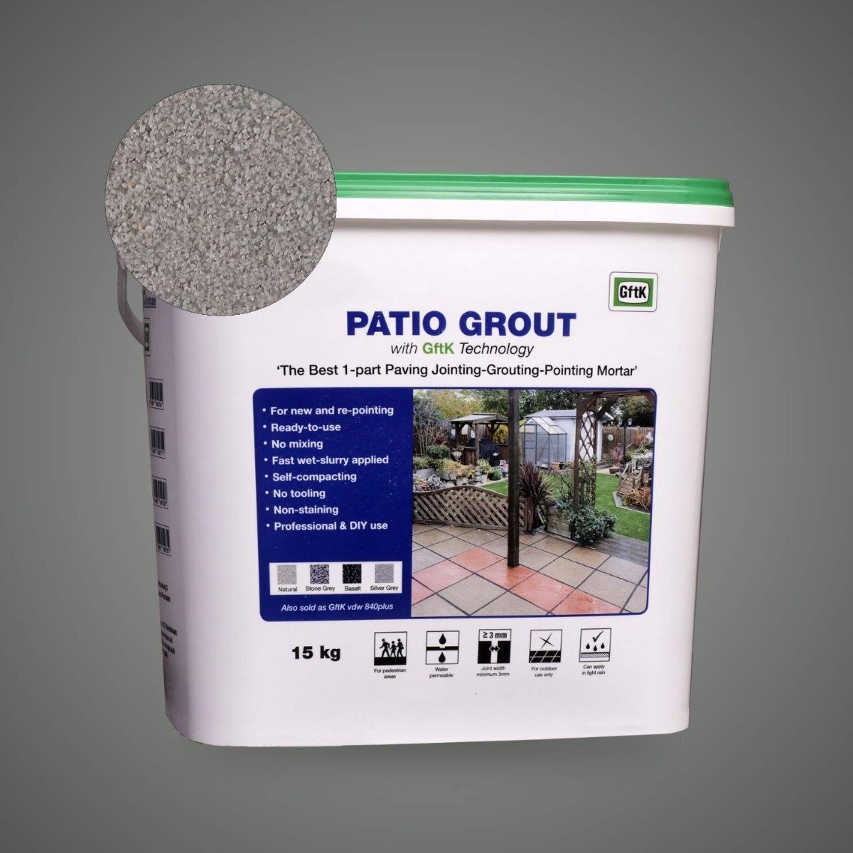 GftK_Patio Grout, 15kg-Brush In, ideal for DIYers-Silver Grey